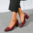 thumbnail image 5 of Miluxas Women's High Chunky Block Closed Toe Heels,Slip on Pointed Toe Work Dress office Wedding Party Pumps Shoes Wine 5.5(36), 5 of 9