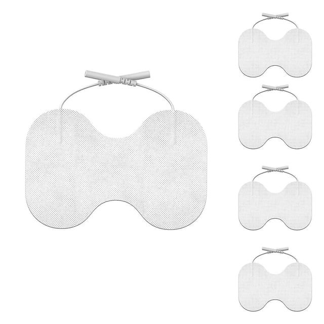 Tampons de Remplacement TENS - Tampons d'Électrode en Forme de Papillon 4,5x6in Compatibilité Universelle, Lot de 5 Blancs