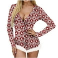 thumbnail image 2 of Brilliant Sleepwear for Women Plus Size Clearance Women’s Valentine's Day Pajamas Love Chrismas Print V-Neck Long Sleeve Sexy Bodysuit Sexy Lingerie Pajamas Romper, 2 of 8