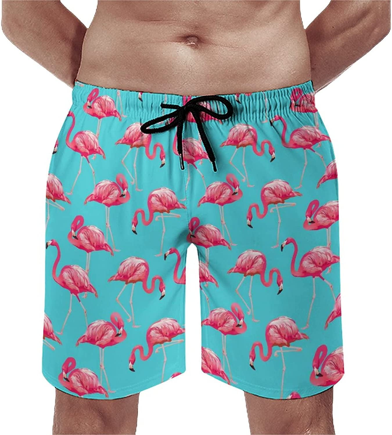Men's PinkFlamingos Quick Dry Board Shorts with Mesh Lining Swim
