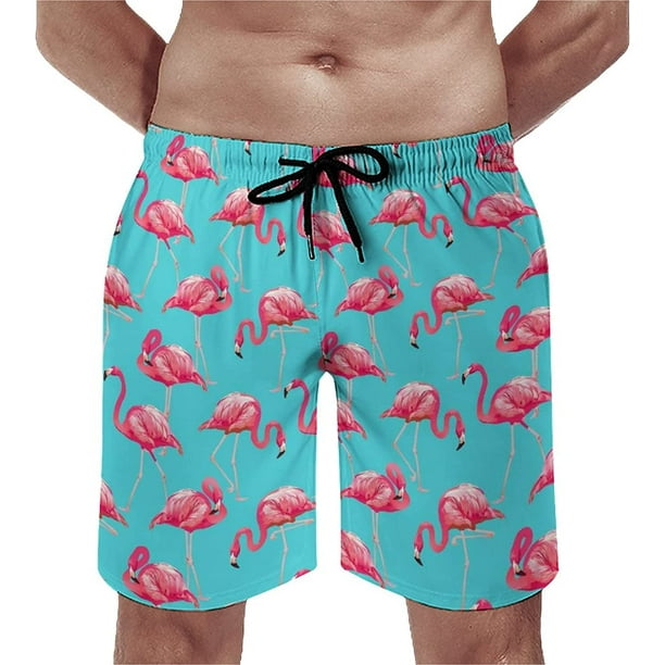 Men's PinkFlamingos Quick Dry Board Shorts with Mesh Lining Swim