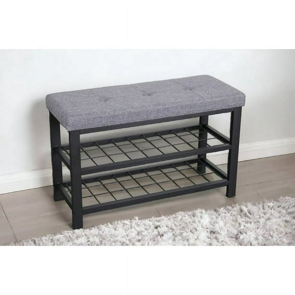 Nola Home Shoe Bench with Storage, 2-Tier Shoe Raack Padded Seat and Metal Frame
