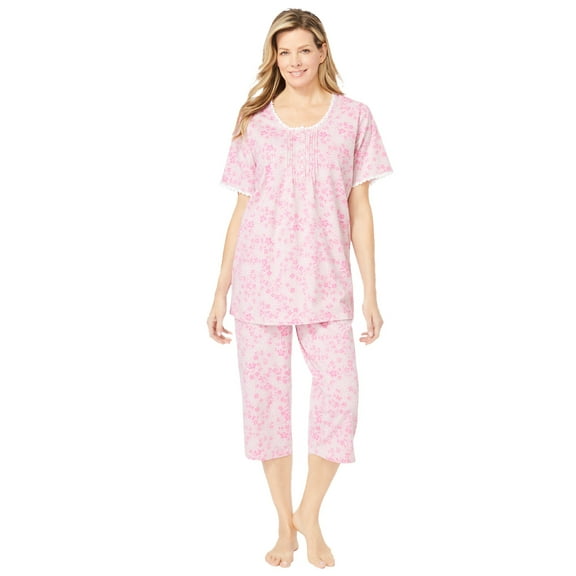 Only Necessities Plus Size 2-Piece Pintuck Tee And Capri Sleep Set
