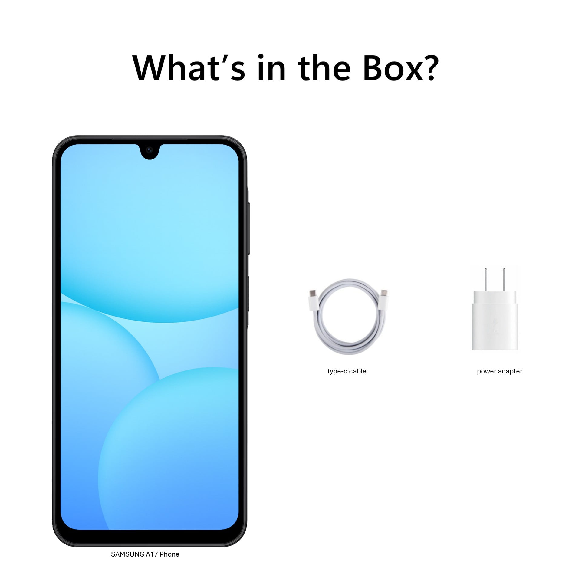 Samsung Galaxy A17 5G Unlocked | 8GB RAM + 256GB Storage | 6.7" AMOLED 90Hz | 50MP Triple Camera | International Version | Works with Most US Networks | 5000mAh Battery – Black with 25W Fast Charger