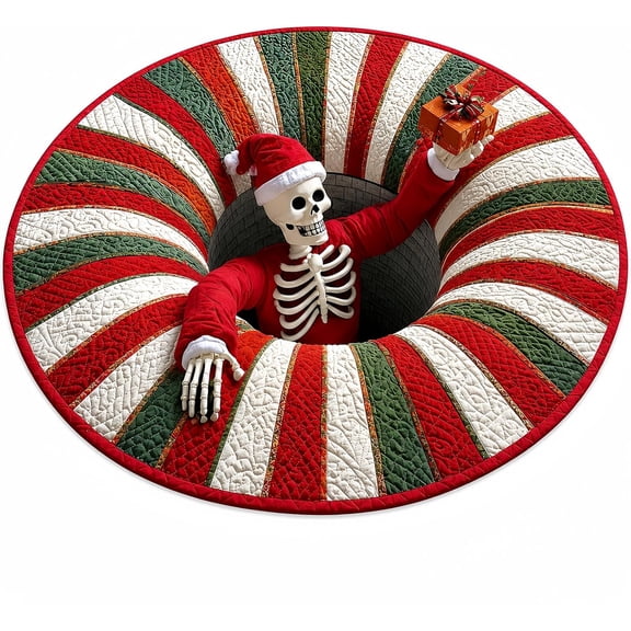 Christmas 3D Round Rug 32 Inch, Holiday Decorative Floor Mat with Snowman Santa Design, Soft Low Pile Non Slip Carpet for Living Room Bedroom Entryway