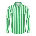 thumbnail image 5 of INSPIRE CHIC Men's Shirts Vertical Striped Long Sleeve Button Up Regular Fit Casual Shirt XL Green White, 5 of 7