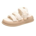 thumbnail image 2 of Jacenvly 2024 New Summer Outdoor Fashion Sports Flat Shoes Casual Comfortable Middle Heel Muffin Bottom Slippers Beige Sandals for Women, 2 of 5