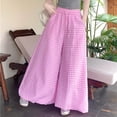 thumbnail image 4 of Women's Printed Bandage Pants, Elastic Waist With Pocket Detail, Casual Wide Leg Trousers For Boho Fashion Purple M, 4 of 7