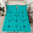 thumbnail image 2 of jejeloiu Rustic Bull Skull Queen Sheet Sets,Vintage Aztec Geometric Flat Sheet,Western Cowboy Queen Fitted Sheet For Men Women,Ultra Soft Home Decor,4-Piece, 2 of 7
