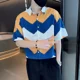 thumbnail image 5 of Camisa de hombre con gráfico de rayas empalmadas, camisas de manga corta para hombre Trendyol Xxl, estilo coreano, cosas baratas con 2025 novedades en las redes sociales, 5 of 5