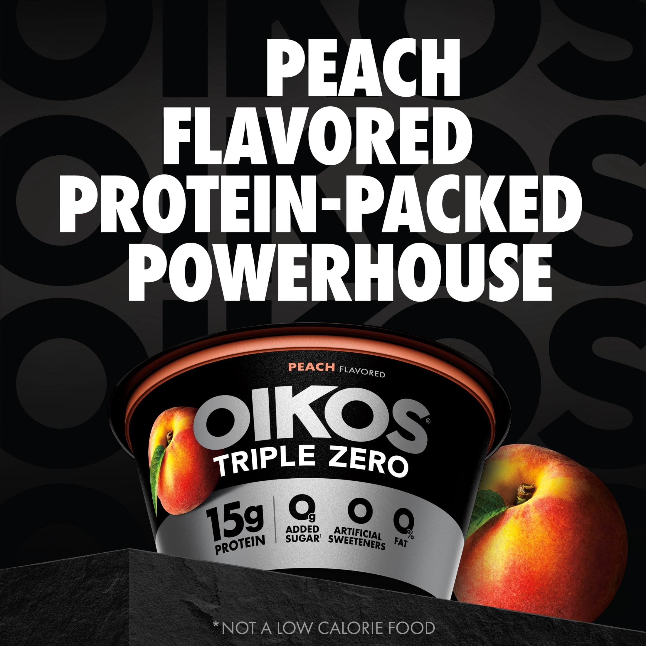 Oikos Triple Zero 15g Protein, 0g Added Sugar, Fat Free Peach Greek Yogurt Cup, 5.3 oz