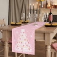 thumbnail image 2 of Pink Christmas Tree Table Runner 108 Inches Long, Cotton Linen Table Runner Dresser Scarf, Winter Balls Snowflake Xmas Tree Fabric Tablerunners for Dining Coffee Tables Wedding Holiday Party 13"x108", 2 of 9
