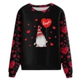 thumbnail image 4 of Tiweut Womens Valentines Day Shirt Gnome Print Long Sleeve Sweatshirt Crewneck Casual Holiday Fashion Graphic Tees Outfits,A-Black,L, 4 of 4