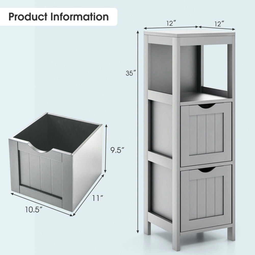 Finihen Bathroom Storage Cabinet, Bathroom Floor Cabinet, Wooden Bathroom Floor Cabinet with Removable Drawers, for Bathroom, Living Room, Bedroom, Kitchen, Gray Finihen Bathroom Storage Cabinet, Bathroom Floor Cabinet, Wooden Bathroom Floor Cabinet with Removable Drawers, for Bathroom, Living Room, Bedroom, Kitchen, Gray