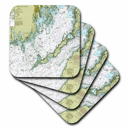 3dRose Print of Buzzards Bay Massachusetts, Ceramic Tile Coasters, set of 4