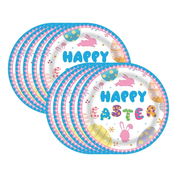 Easter Paper Plates Disposable 9 Inch Dinnerware Set 16 Count for Spring Party Decorations and Holiday Tableware