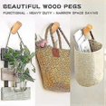 thumbnail image 2 of Wood Wall Hooks, 4 Pack Coat Hooks Wall Mounted Rustic Wooden Hooks Heavy Duty Robe Hook Hat Rack | Hooks for Hanging Bathroom Towels (Beech Wood), 2 of 5