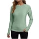 thumbnail image 2 of Craaazy Women's Solid Color Relaxed Fit Athletic Long Sleeve Shirt, Lightweight Sun Protective Top, Slim Fit with Thumb Holes for Workout Gifts, 2 of 7