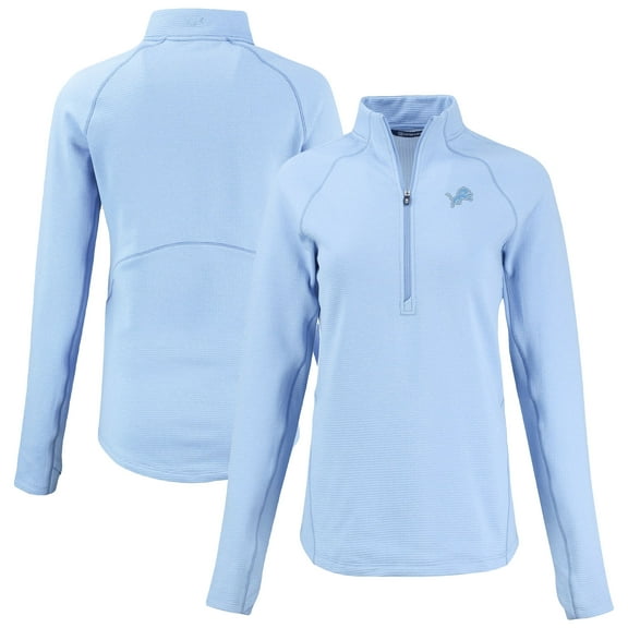 Women's Cutter & Buck Powder Blue Detroit Lions Peshastin Eco Fleece Recycled Half-Zip Top