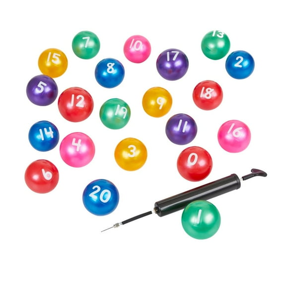 Excellerations 3" Number Ball - Set of 21 with 1 Air Pump