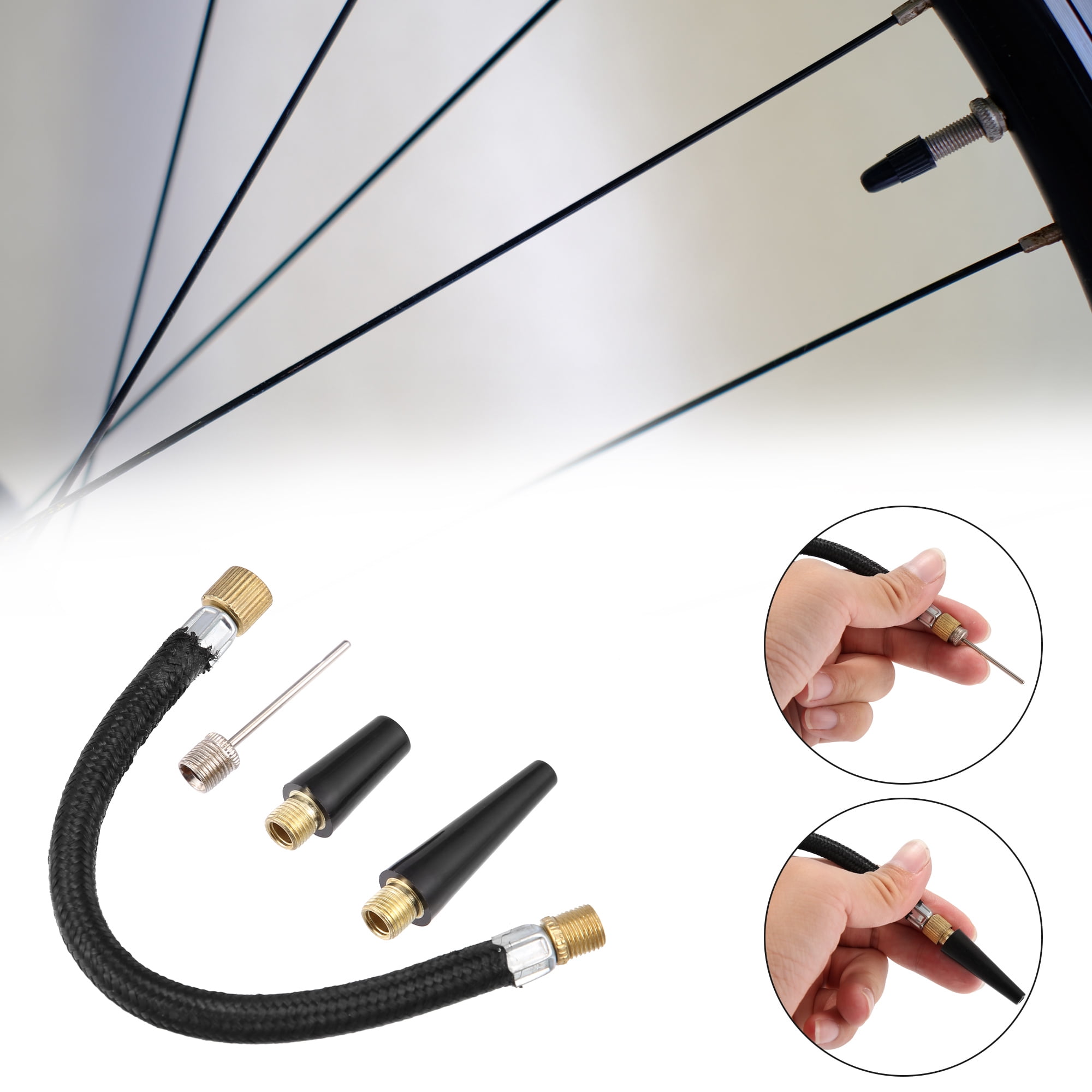 Unique Bargains Portable Bicycle Air Pump with Needle Nozzle Hose for Easy Inflation