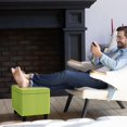 thumbnail image 3 of 25 Inches Storage Ottoman, Upholstered Linen Foot Rest Stool for Couch with Hinged Lid, Ottoman with Storage for Living Room, Bedroom, Entryway, Load up to 600 lbs, Green, 3 of 7