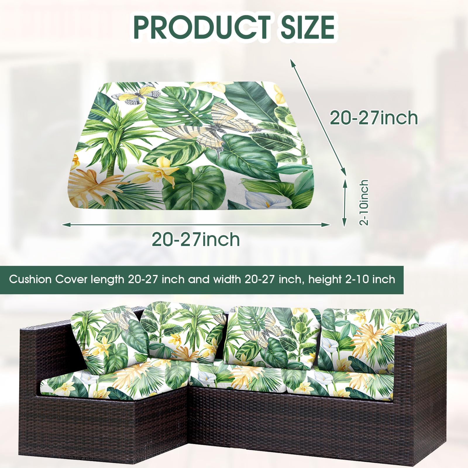 Patio Stretch Sofa Cushion Covers Outdoor Cushion Cover Replacement Couch Slipcover Sofa Seat Cover(Black, 6pcs)
