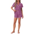 thumbnail image 2 of INSPIRE CHIC Women's Pajama Sets Short Sleeves Comfy Highly Elastic Button Up Tops and Shorts 2 Pcs XX-Lareg Purple, 2 of 6