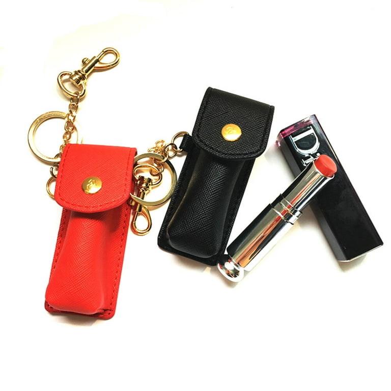 CALLARON Lipstick Holder Keychain Chapstick Sleeve Pouch Lip Balm Holder  Keychain Clear Lipstick Pouch Women Girls