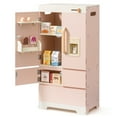 thumbnail image 6 of Robud Play Kitchen for Toddlers,Fridge Refrigerator with Ice Dispenser,Wooden Kids Play Kitchen Playset Toy,Gift for Ages 3+,Pink, 6 of 12