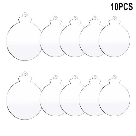 

10Pcs Acrylic Blank Christmas Baubles Mirror Christmas Tree DIY Pendant