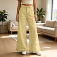 thumbnail image 2 of Axiiglly Wide Leg Jeans for Women Trendy Ruffled Hem Button Zipper High Waisted Straight Leg Baggy Jeans Casual Loose Denim Pants with Pockets S-3XL, 2 of 7