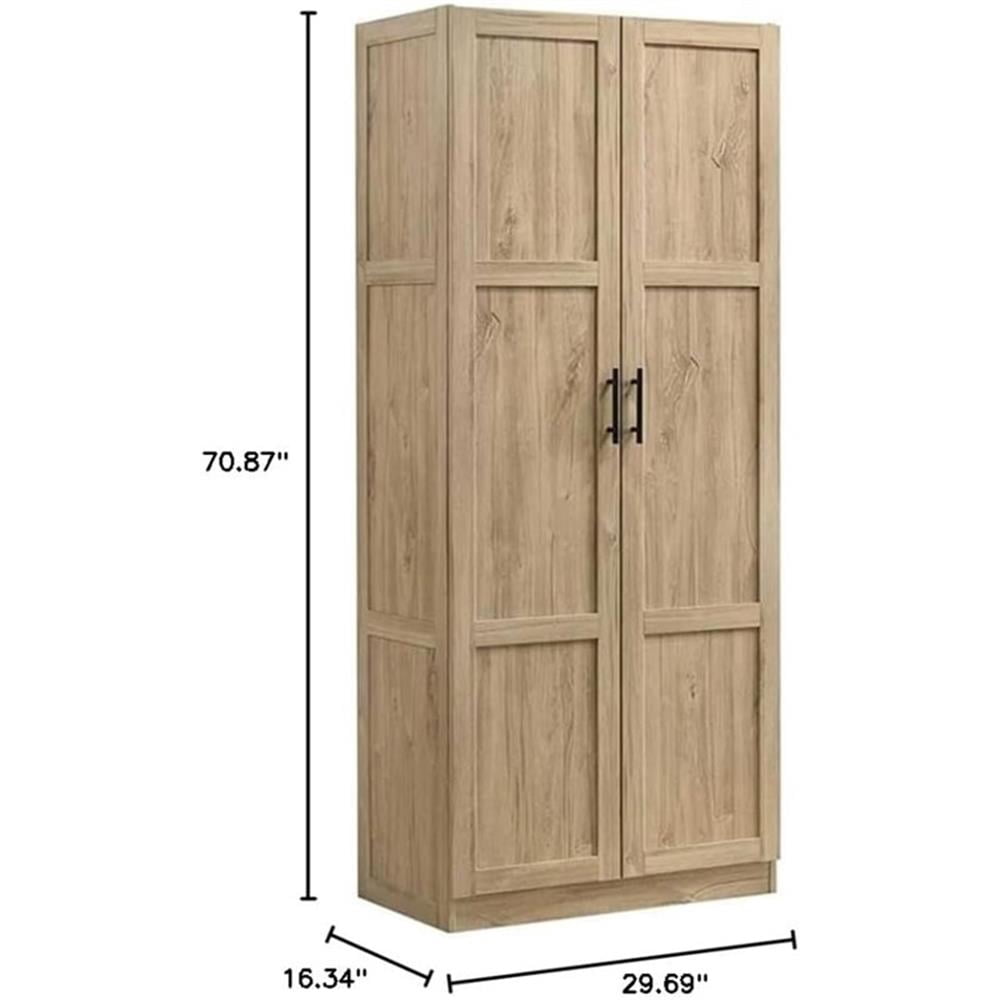 Pemberly Row Contemporary Engineered Wood Storage Cabinet in Light Wood