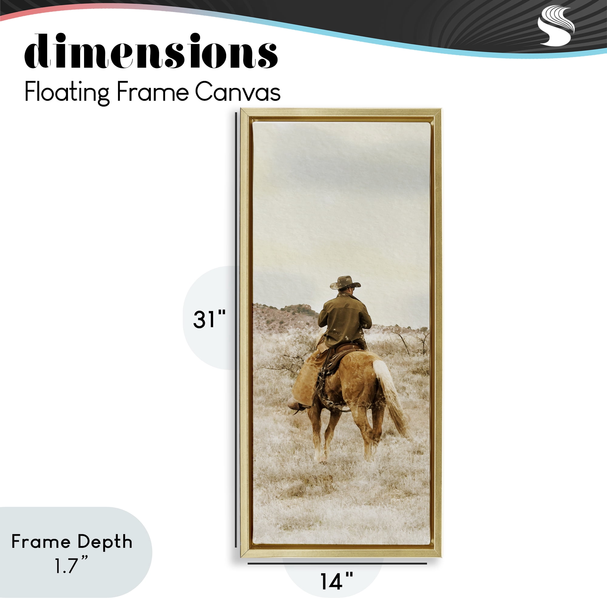 Stupell Industries Wild Wrangling Cowboy Gold Framed Floater Canvas Wall Art, design by Marcus Prime