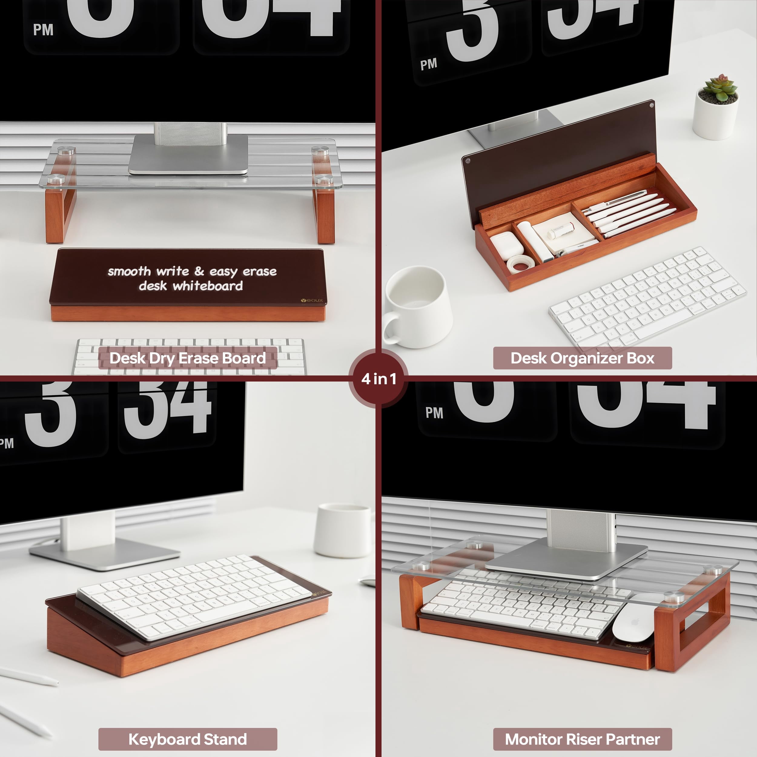 Desk Whiteboard With Wooden Organizer Box For Office Supplies Storage  Desktop Dry Erase White Board Drawer Stationary Marker & Eraser Included