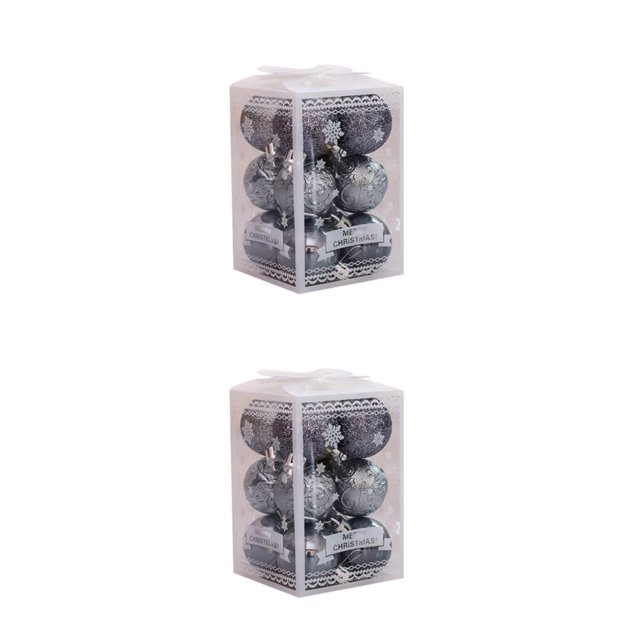Wweixi 12pcs Glitter Baubles For Home Decor Wide Application And Easy To Ornaments gray 2Set