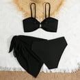 thumbnail image 4 of Rotm Bikinis for Teen Girls Girls Swimsuit Kids Girls 3 Piece Swimsuits Leaf Print Bathing Suit Solid Bikini Tops Underpants Print Skirt Swimwear Set Black,11-12 Years, 4 of 7