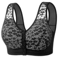thumbnail image 2 of Hduncf Womens Plus Size Lace Embroidered Bra, Front Closure Wireless Bralette with U-Back Wide Straps, Thin Breathable Everyday Underwear Black 38, 2 of 5