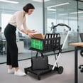thumbnail image 2 of Folding Utility Cart with Wheels, 2-Tier Grocery Shopping Cart with 198 lb Capacity, Removable Storage Crate for Apartment, Office, Travel, 2 of 6
