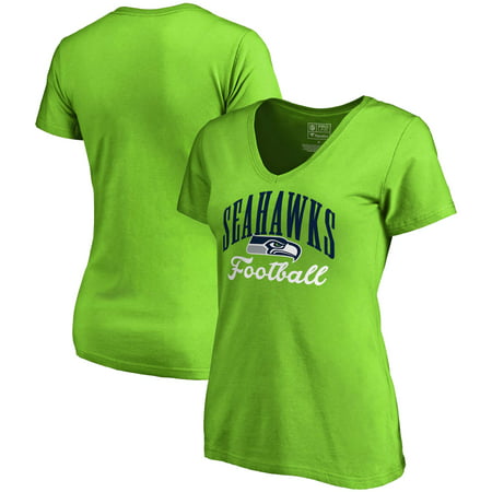 Seattle Seahawks NFL Pro Line by Fanatics Branded Women's Victory Script V-Neck T-Shirt - Neon