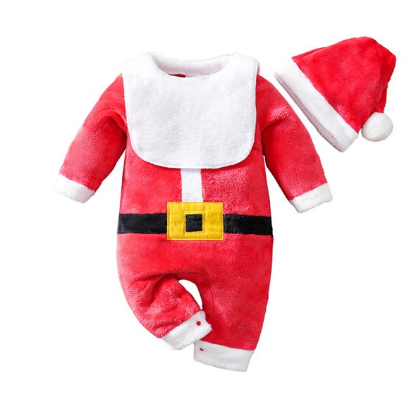 MIASHUI Boys Flannel Jumpsuit Winter Warm Lined Romper with Hat For Toddler Holiday Family Party Everyday Wear Cozy Autumn Winter Multicolour,0-3 Months