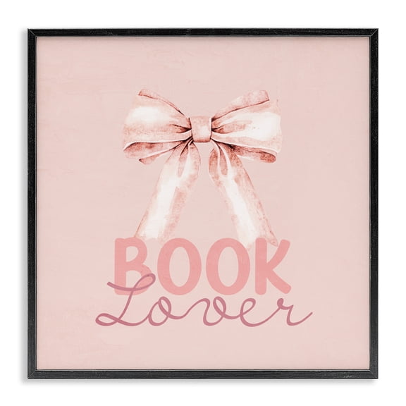 Blush Pink Book Lover Black Framed Giclee Art, design by Kim Allen