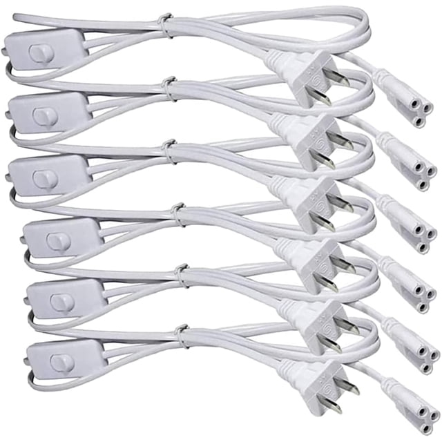 Cable de extensión de alimentación con tubo LED Tiqian T5 T8 de 1,8 m, paquete de 6