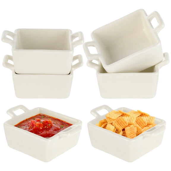 6 Pcs Ceramic Dipping Bowls, 3 OZ Soy Sauce Dish, Pinch Bowl with Double Handles, Oven and Microwave Safe Mini Bowls for Side Dish, Ketchup, Snacks, Condiments