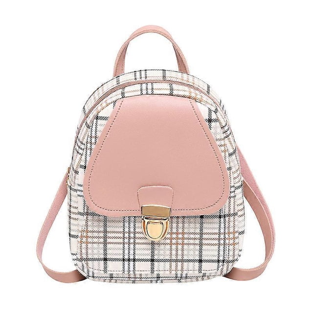 Mini mochila bandolera para chica adolescente a cuadros para mujer, bolso de hombro para teléfono, estilo coreano, nueva tendencia femenina, rosa, 16 x 21 x 6 cm
