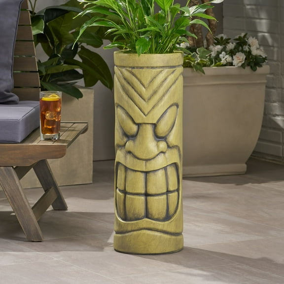 Noble House Saguard Outdoor Cast Stone Polynesian Urn Planter