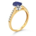 thumbnail image 3 of Gem Stone King 10K Yellow and White Gold Blue Lapis and White Lab Grown Diamond Engagement Ring for Women (1.58 Cttw, Oval 8X6MM, Gemstone Birthstone, Size 9), 3 of 4
