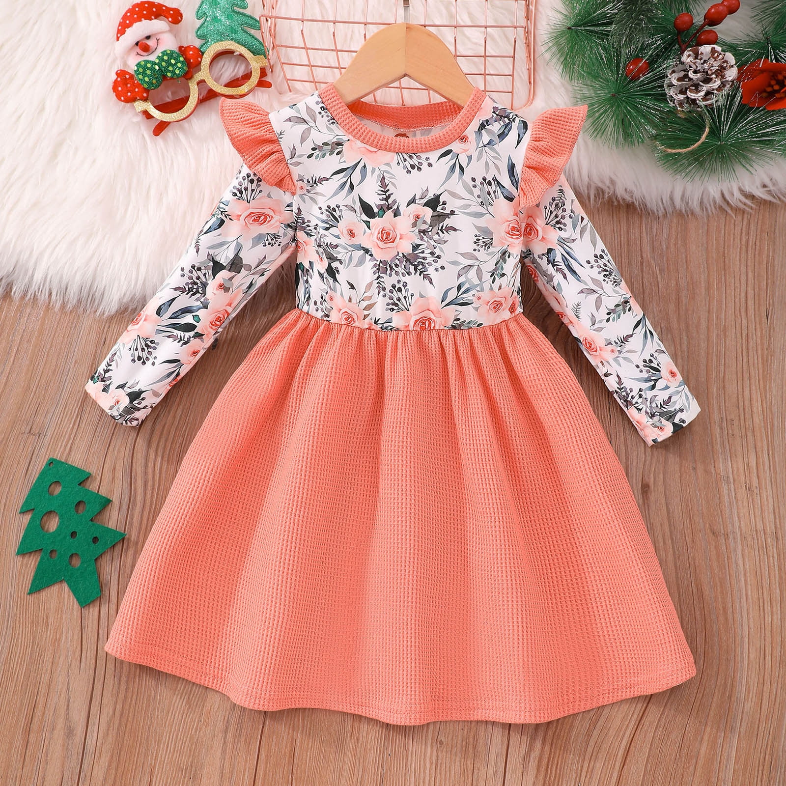 Toddler Girls Long Sleeve Floral Prints Christmas Dress Dance Party Dresses  Fall Winterclothes Christmas Girls Dresses 5T Tan Christmas Girls Dresses  Size 5-6 Years Old Girls Dresses Size 7 Winter - Walmart.ca