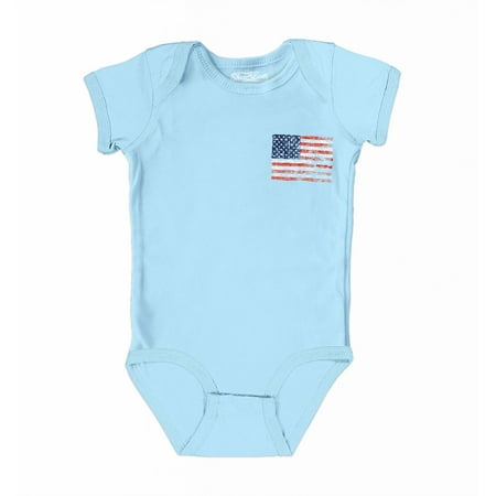 

Shop4Ever American Flag Pocket Size Patriotic 4th of July Baby s Bodysuit Infant Cotton Romper 24 Months Light Blue