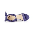 thumbnail image 4 of BLISSFUL STEP Women's Faux Velvet Lace Up Block Heel Strappy Sandals Purple (Size 8.5), 4 of 8